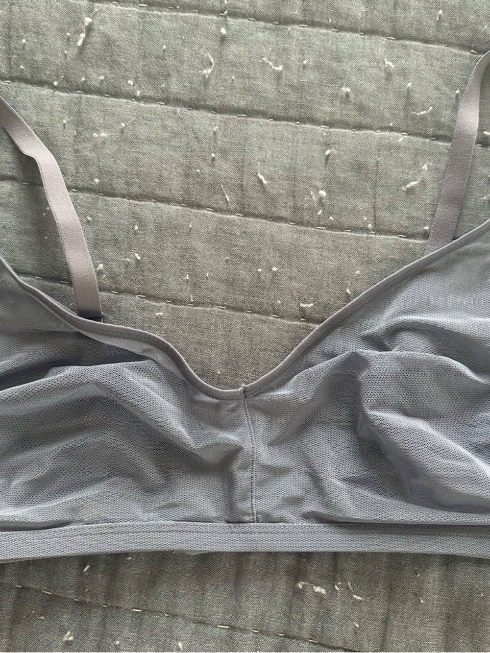 Negative Sheer Grey/Blue Mesh Bralette - Soft Support - Size 4 or 36F
